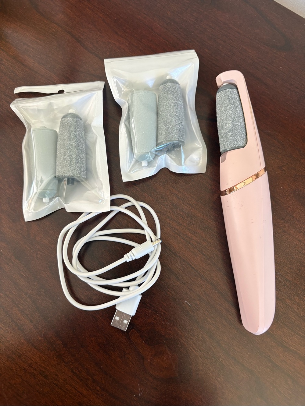 Pink Electric Callus Remover with USB Charging - Replacement Heads Included
